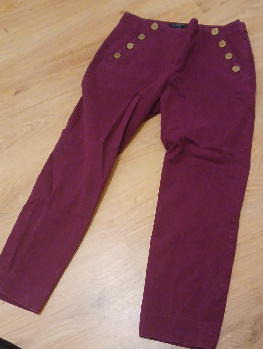 Banana Republic Sloan Pants Button Accent Hidden Zipper Pockets Women Burgundy 6
